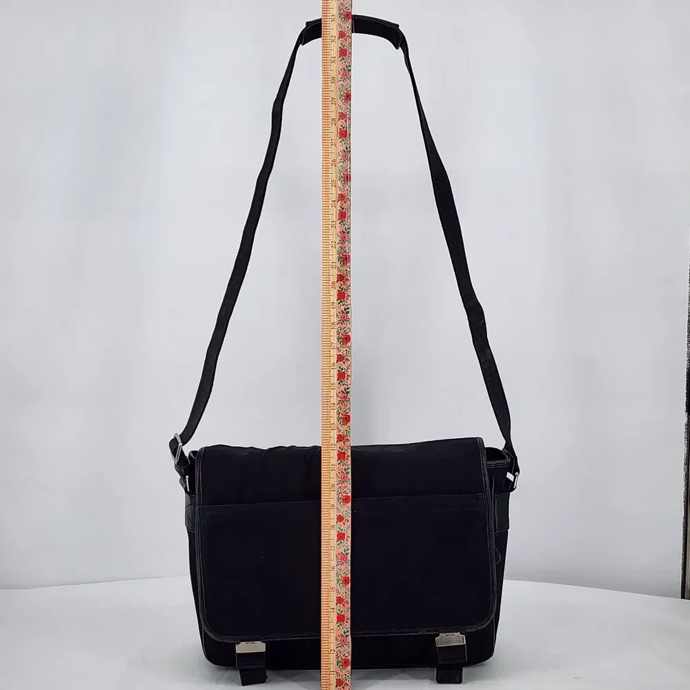 Coach RARE Vintage Leather Trim Buckle Black Messenger Bag Unisex